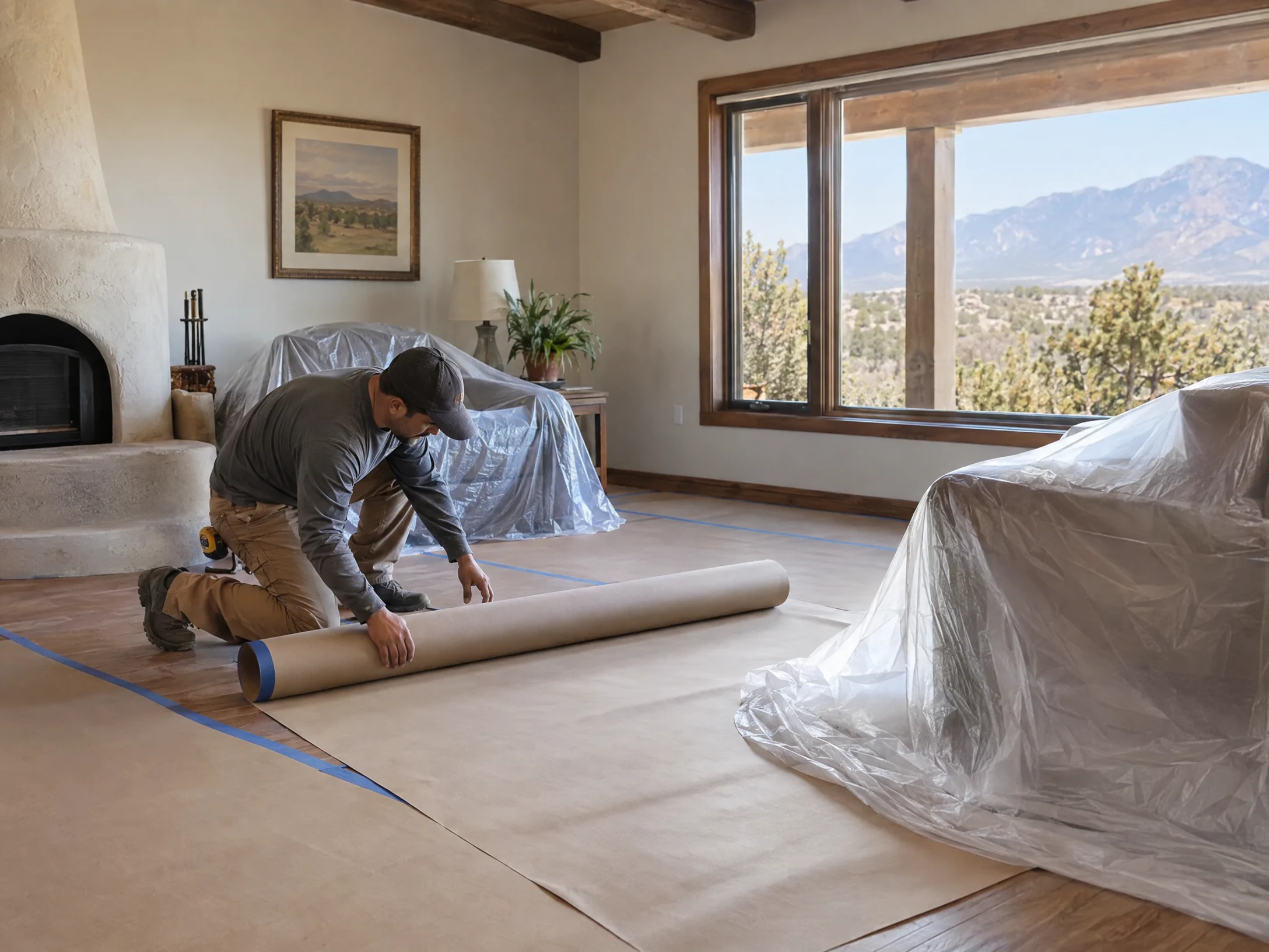 Photorealistic editorial image of people carrying out the plan the work area step