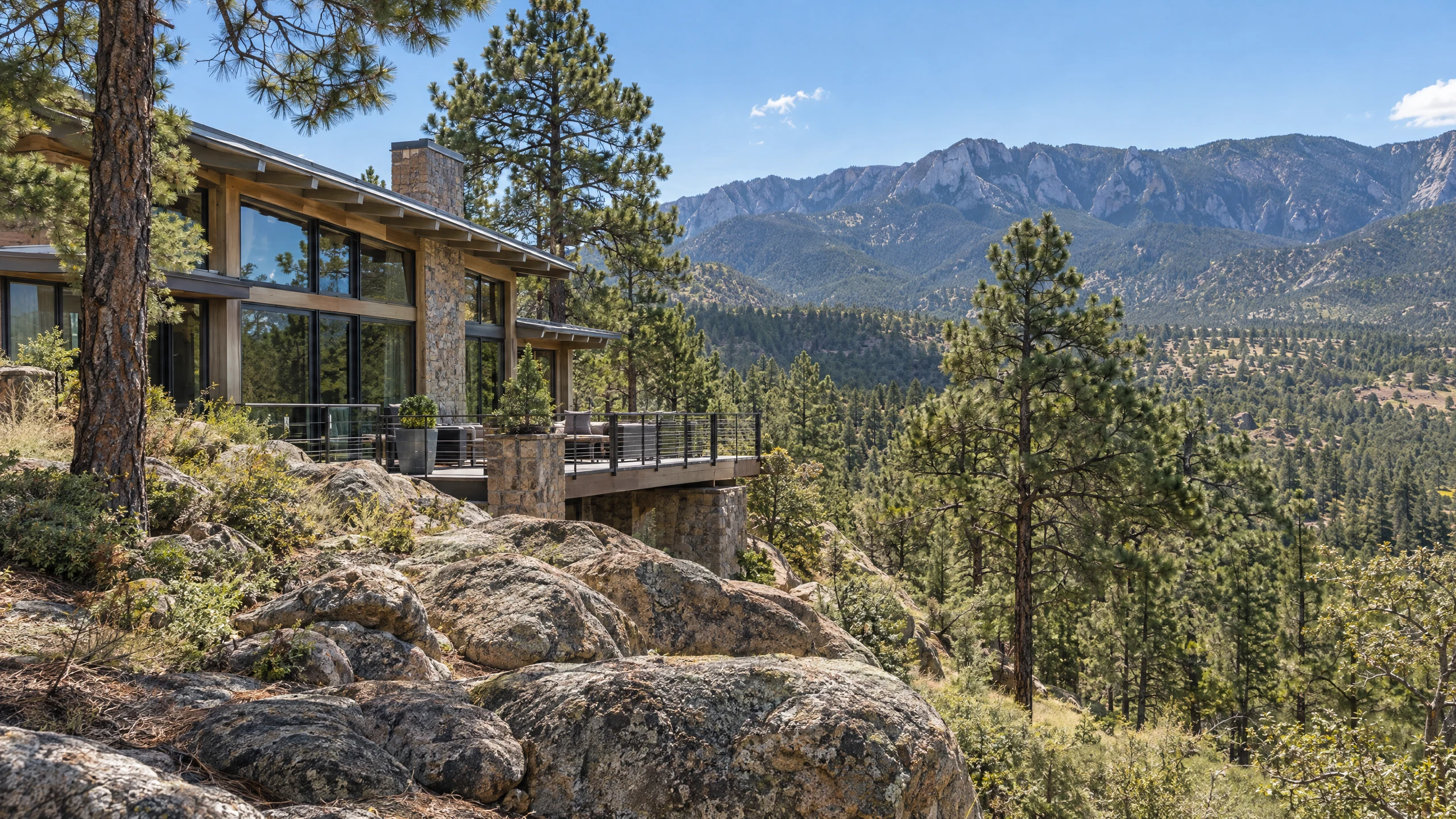 Illustrative high-desert Tijeras home and mountain setting